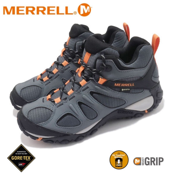 【MERRELL 美國 男 YOKOTA SPORT MID GORE-TEX登山鞋 《鐵灰/橘》】ML036/悠遊山水