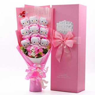 【預購】Hello Kitty粉色花束禮盒 香皂玫瑰花 情人節 求婚 生日禮物 玩偶花束 聖誕節