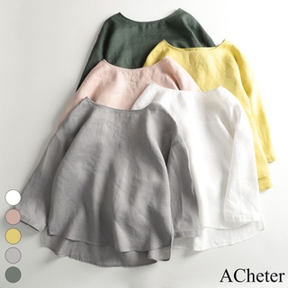 【ACheter】 日系亞麻感娃娃款罩衫上衣# 112680