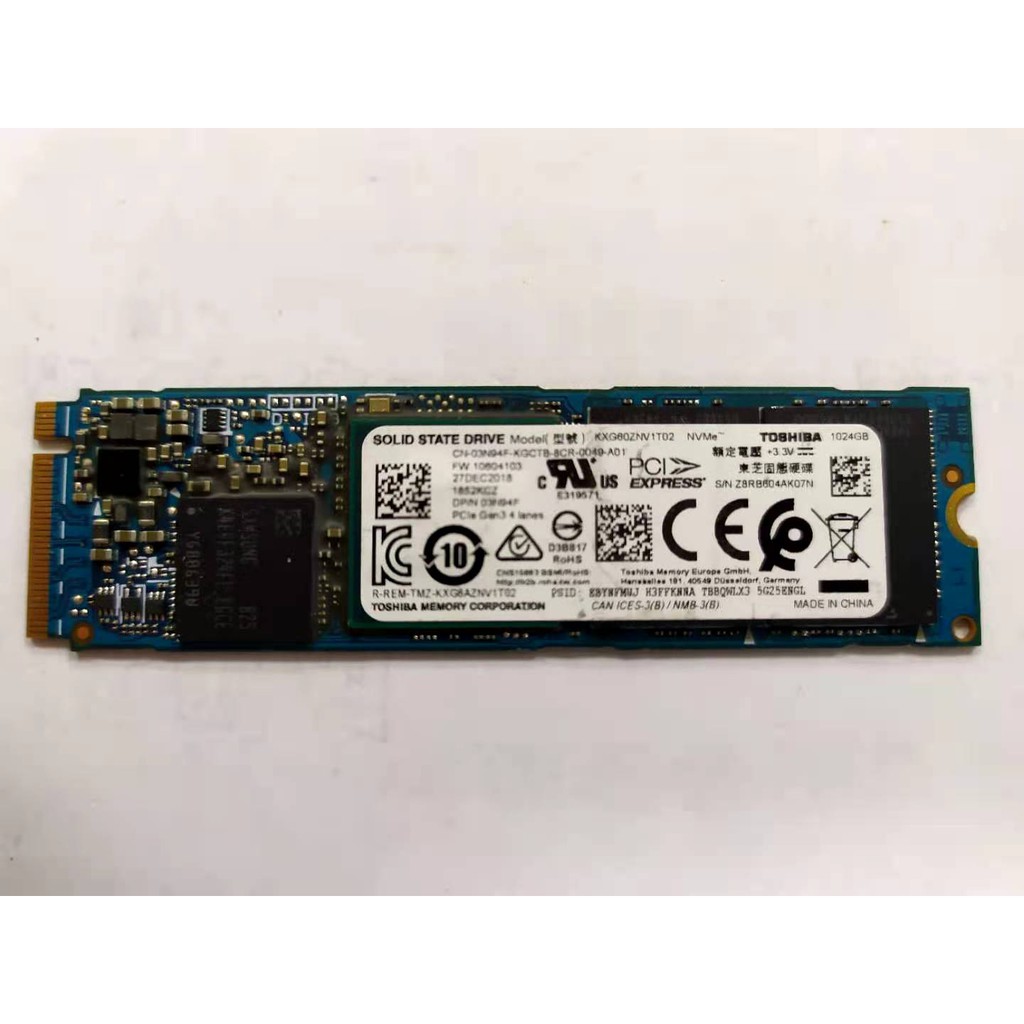 固態硬碟 東芝 1TB 1024G SSD PCIe NVME M.2 拆機 二手