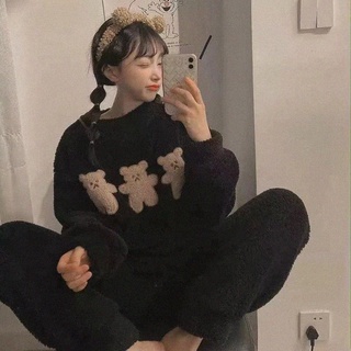 BBIBBI【預購款】秋冬睡衣加厚加絨新款套裝 可外穿 珊瑚絨 羊羔毛 法蘭絨 居家服 兩件套 可愛女生