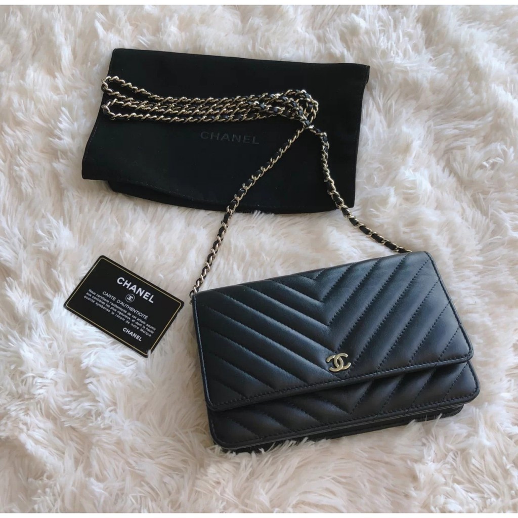 法國專櫃代購 Chanel trendy woc 黑色 山形紋 金鍊 翻蓋包 鏈條包 斜背包