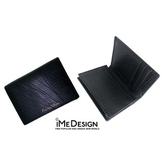 【iMe Design】質感 商務 橫紋 真皮 短款皮夾 名片夾 (附專用禮盒) (免費刻字)