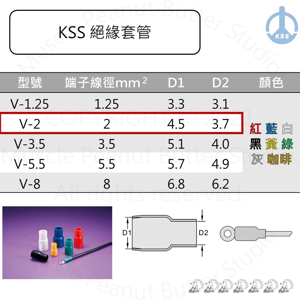 KSS 絕緣套管 V-2 端子 線夾 100pcs