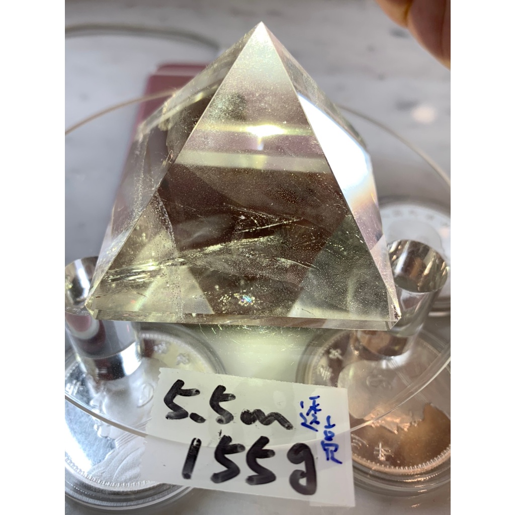 兆鑫生活館-白水晶金字塔(約5.5公分，155g，透/亮皮) 冥想啟動能量開智慧助打坐擺