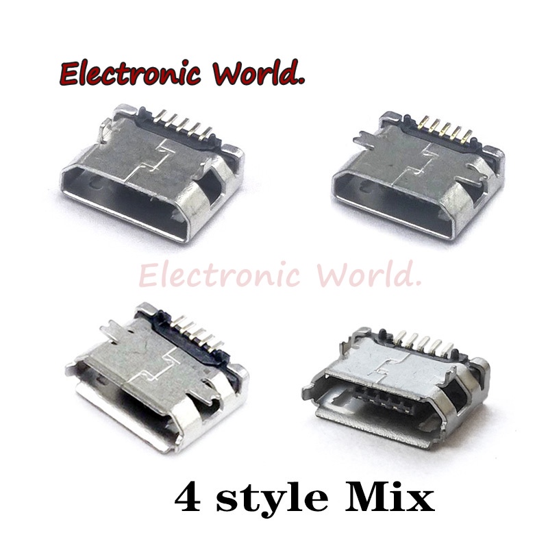50個/份 5Pin Micro-B SMD Micro USB 連接器母端口插孔尾插座插頭適用於 Android 手機