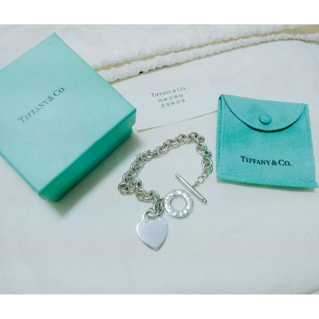 【保證真品】Tiffany &amp; Co. 純銀T扣愛心牌手鍊