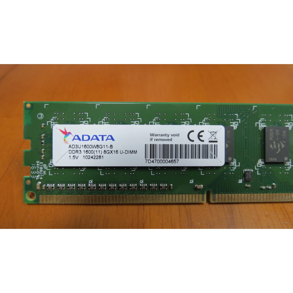 ADATA威剛 AD3U1600W8G11-B  8GB DDR3-1600桌上型(雙面)記憶體