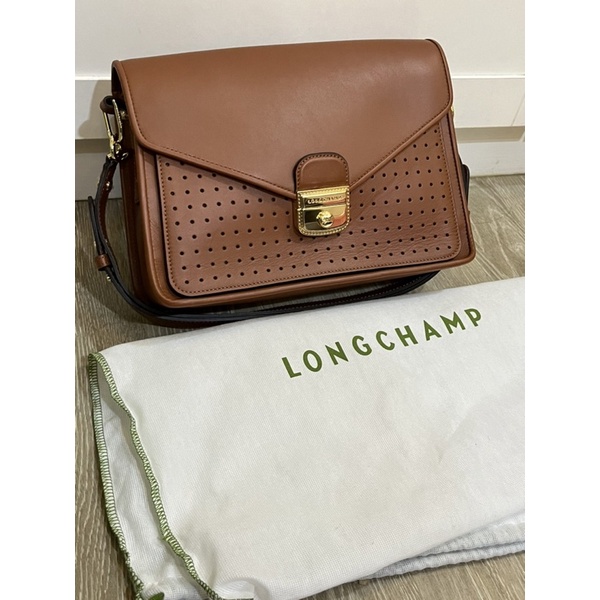全新真品 附購買證明 Longchamp 法國製 大款Mademoiselle Leather Shoulder Bag