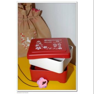 全新雙層甜蜜餐盒/便當盒~附可愛提袋