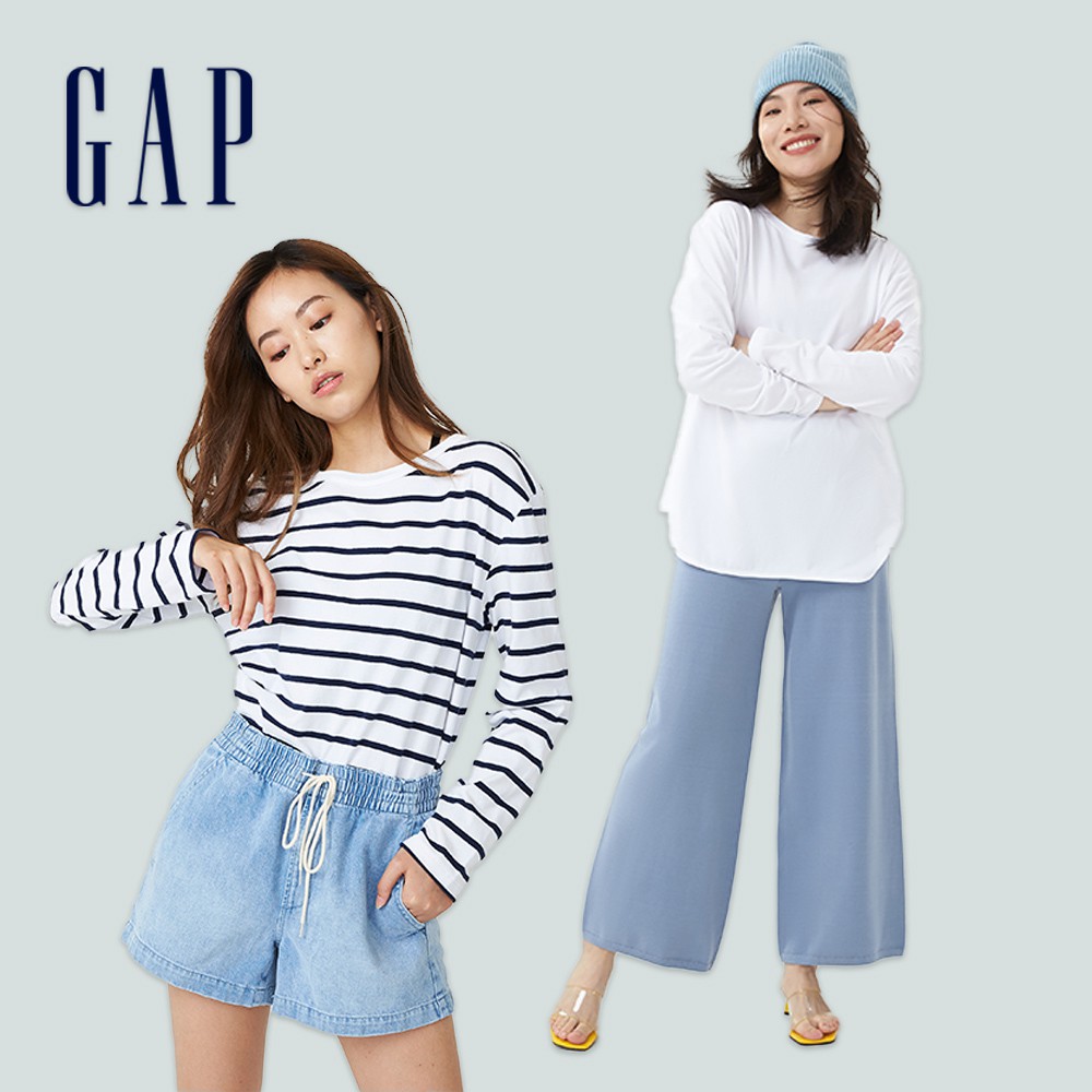 Gap 女裝 純棉寬鬆長袖T恤 厚磅密織碳素軟磨系列-多色可選(753688)