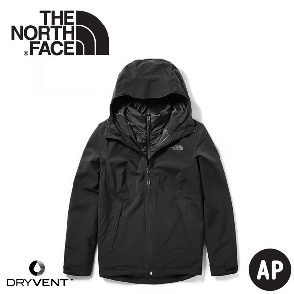 【The North Face 女 DryVent兩件式化纖防水外套《黑》】46IC/防水外套/保暖外套/防風/悠遊山水