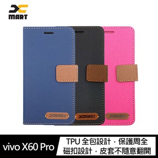 XMART vivo X60 Pro 斜紋休閒皮套 可立 插卡 磁扣
