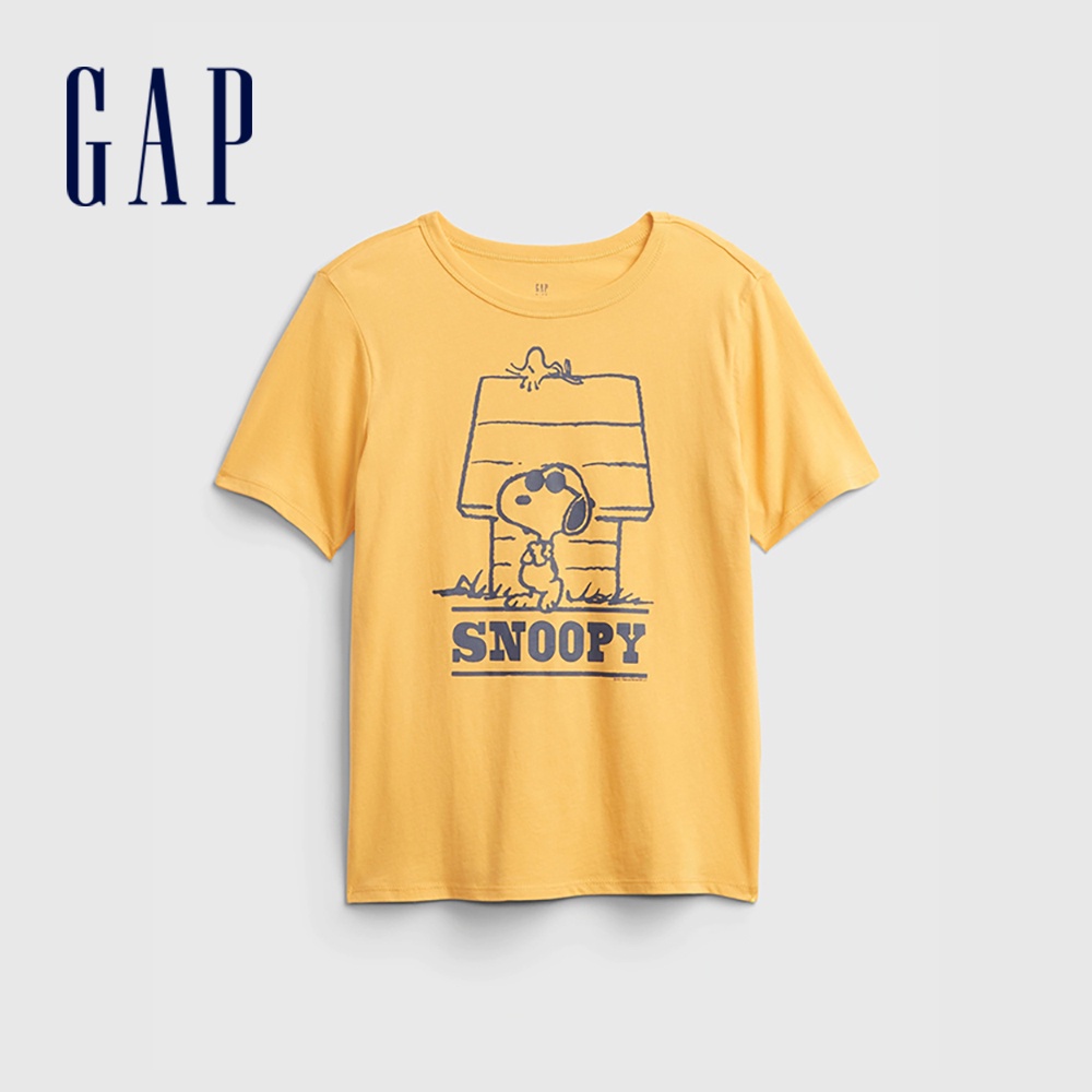 Gap 男童裝 Gap x Snoopy史努比聯名 純棉短袖T恤-黃色(689878)