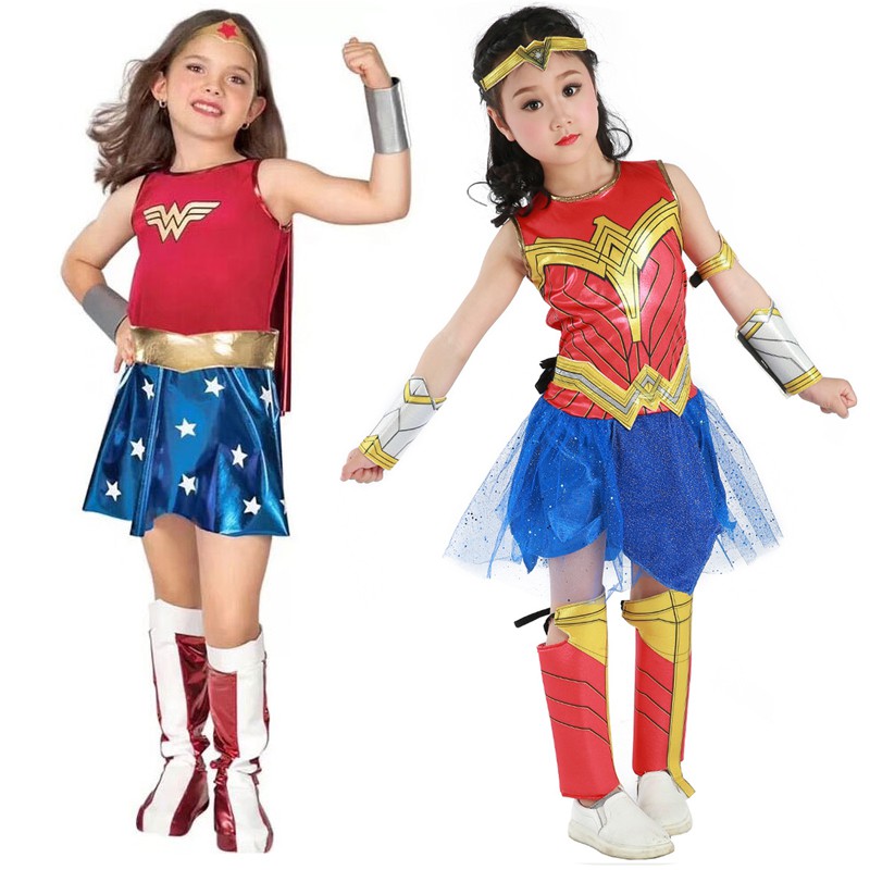 【现货】万圣节神奇女俠服裝cosplay兒童演出表演衣服Wonder Woman神力女超人 派对变装  舞台表演服