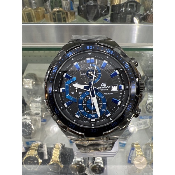 【金台鐘錶】CASIO卡西歐EDIFICE 賽車錶 黑X藍 黑色離子IP處理 EFR-539BK-1A2