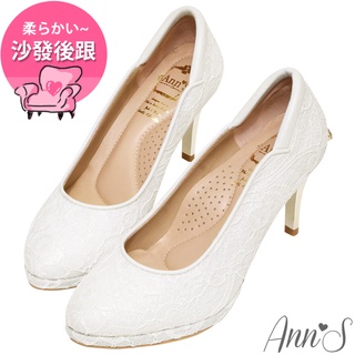 Ann’S公主的憧憬2.0晶透鑽石蝴蝶結防水臺高跟婚鞋8.5cm-白