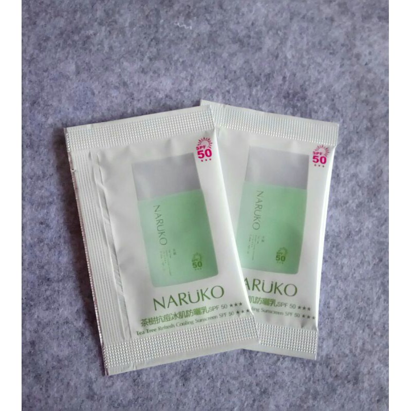 【全新】Naruko 牛爾親研 茶樹抗痘冰肌防曬乳 2ML-體驗包 SPF50．保存期限2022年．台灣製造