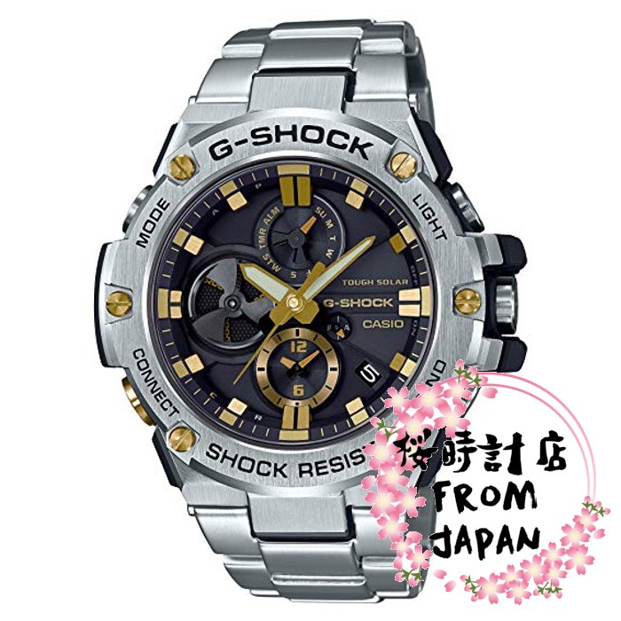 【日本原裝正品】卡西歐錶 CASIO G-SHOCK 太陽能電波藍牙男錶 GST-B100D-1A 手機鏈接功能 黑×金