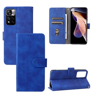 奢華肌膚手感 翻蓋皮套 紅米 Redmi Note 11 Pro Plus 5G 手機殼 磁扣插卡保護殼 掀蓋殼