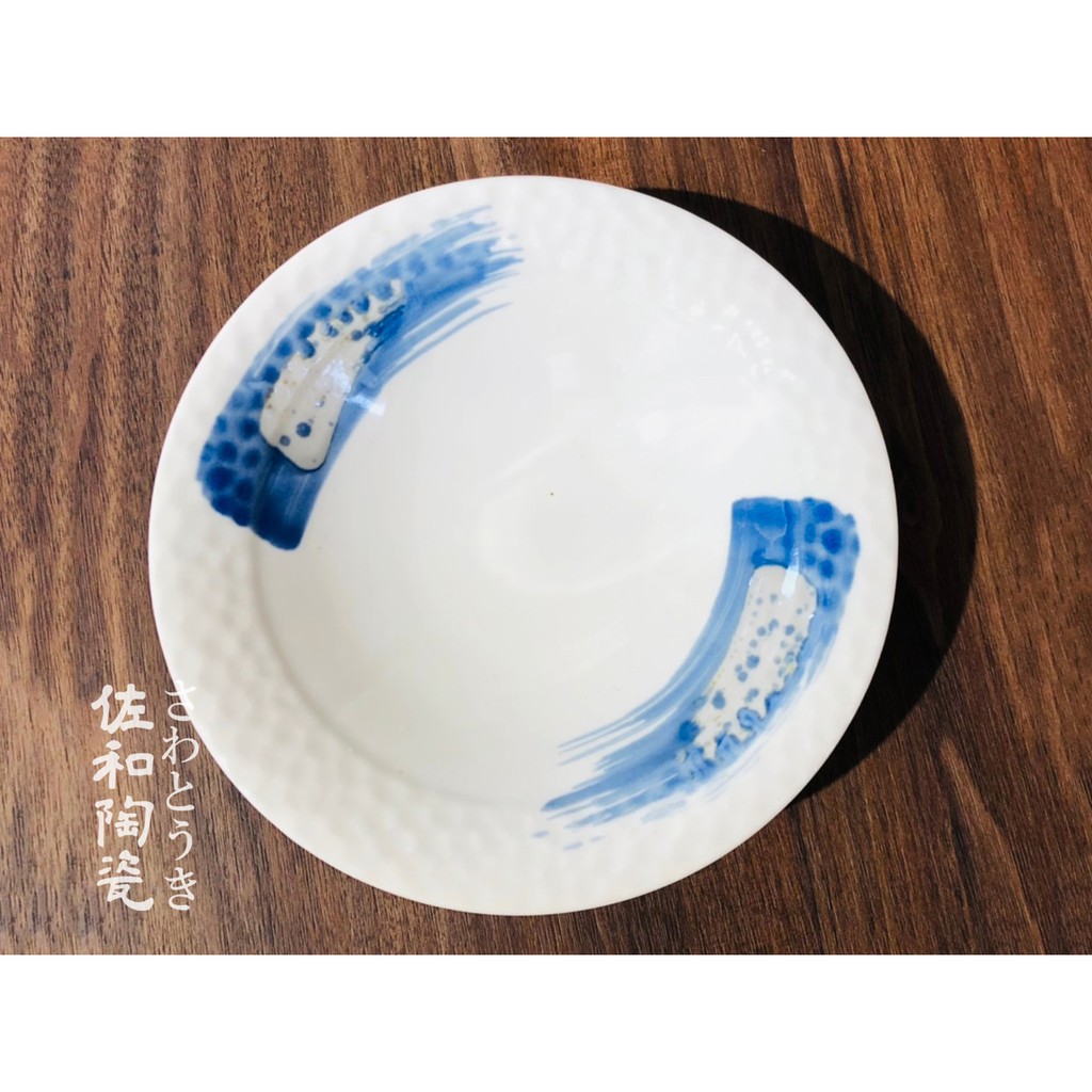+佐和陶瓷餐具批發+【雙藍旋7吋皿-日本製XL08129-6】日本製 7吋皿 圓盤 家用盤 餐具 盤 皿