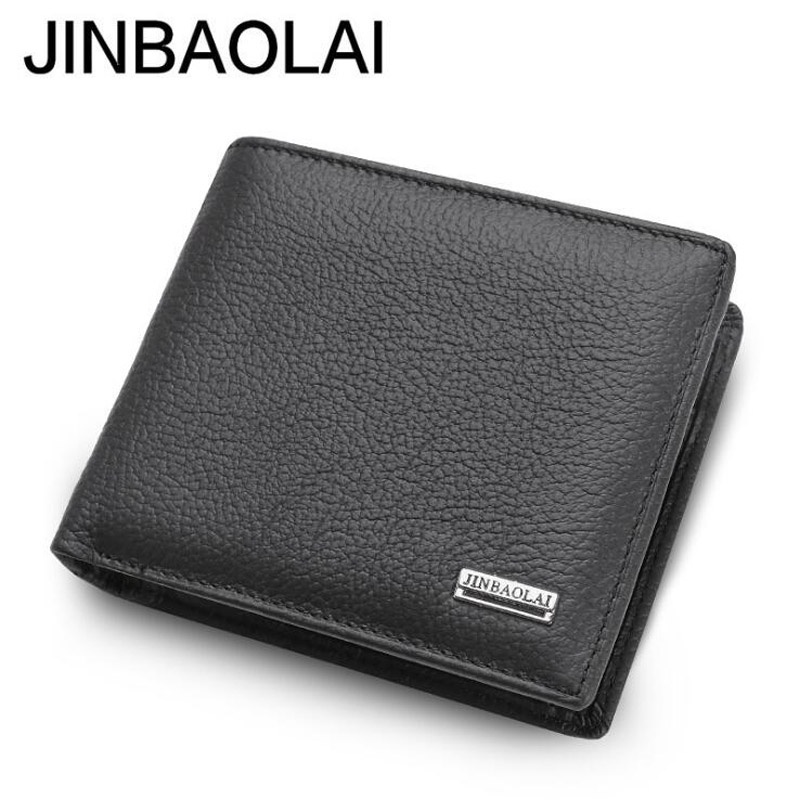 Jinbaolai 男士真皮錢包帶零錢包短款設計師錢包男士卡包內部拉鍊口袋