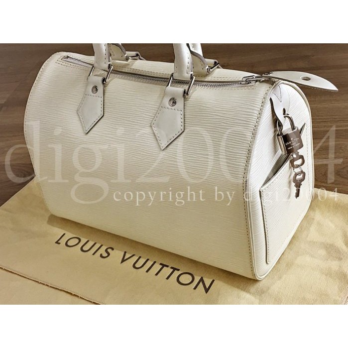 LV Louis Vuitton SPEEDY 25 M5903J 白色 EPI 水波紋款 停產美品 附防塵套