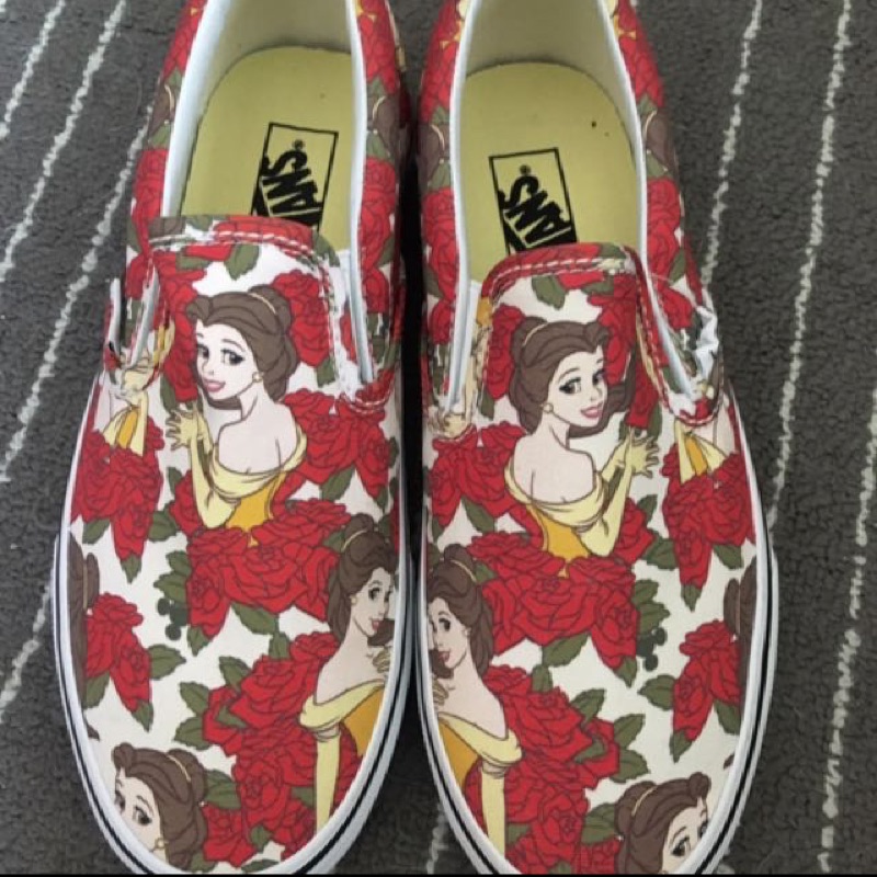 vans Slip On 美女 野獸 懶人鞋 迪士尼 公主 紅  old skool Era Authentic 黑 白