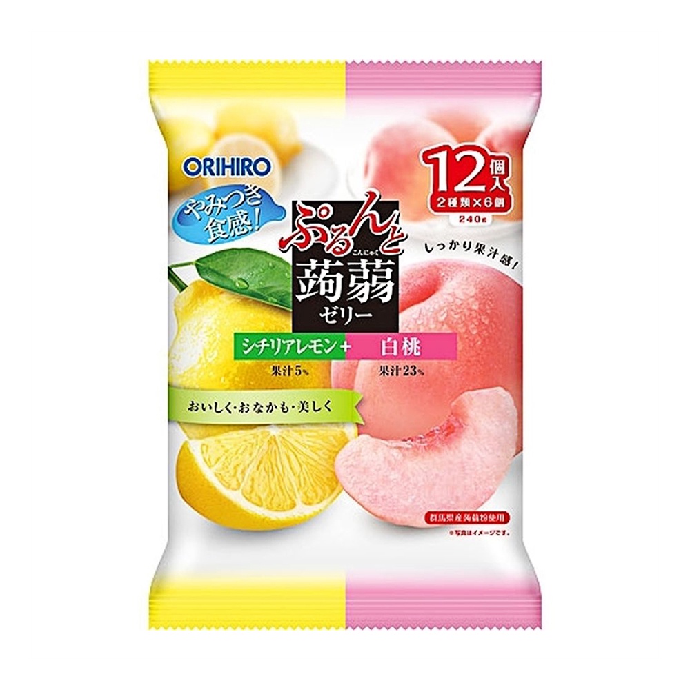 ORIHIRO 蒟蒻果凍(義大利檸檬味+水蜜桃味) 240g【Donki日本唐吉訶德】