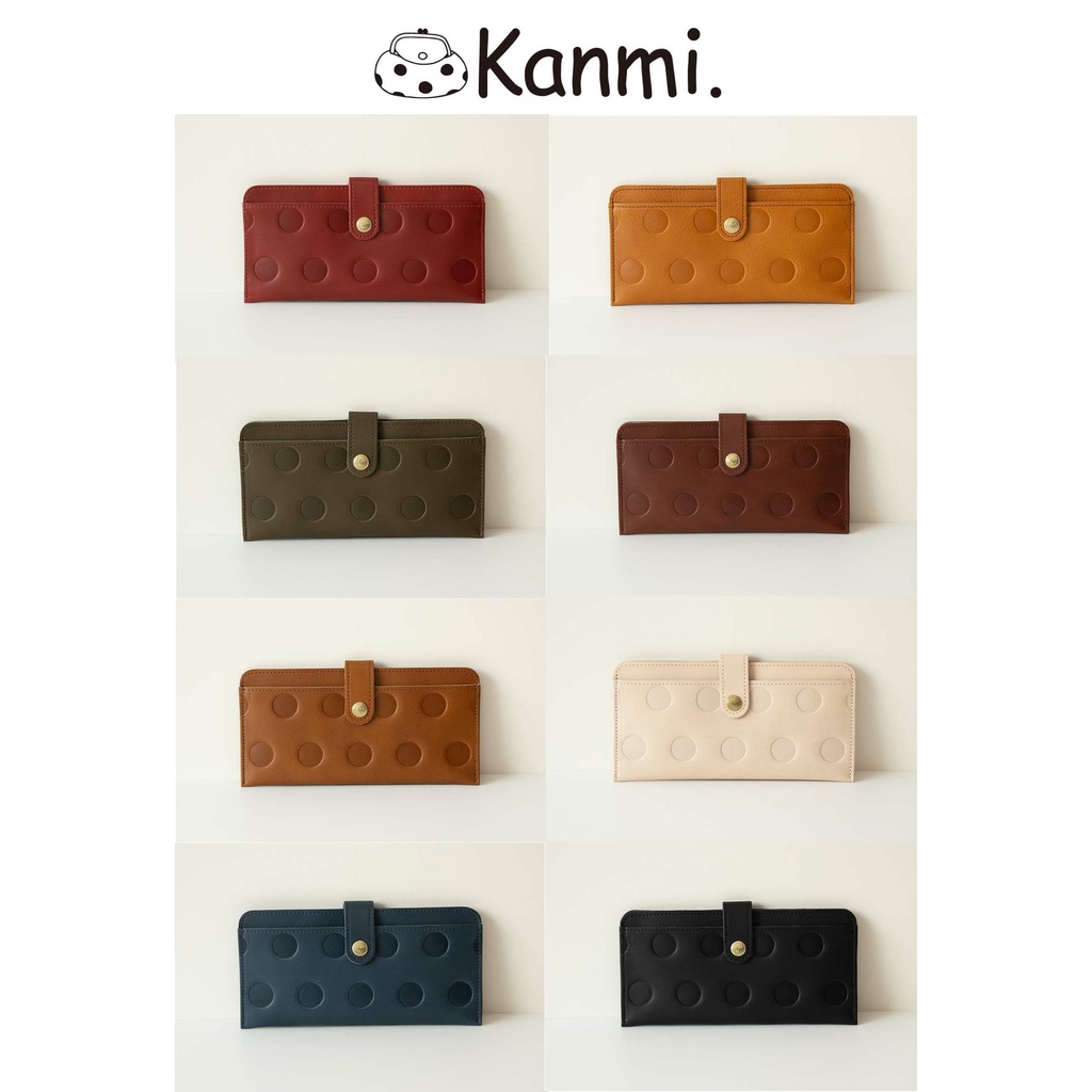 ✈️日本代購✈️預購 日本製 Kanmi 水玉壓紋 牛皮薄型收納長夾 共8色