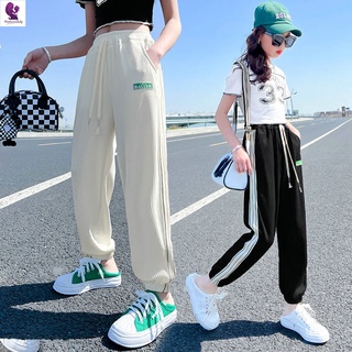女童防蚊褲 夏季長褲 女童褲子夏季薄款夏天女孩洋氣時髦運動褲大童冰絲兒童防蚊褲單件
