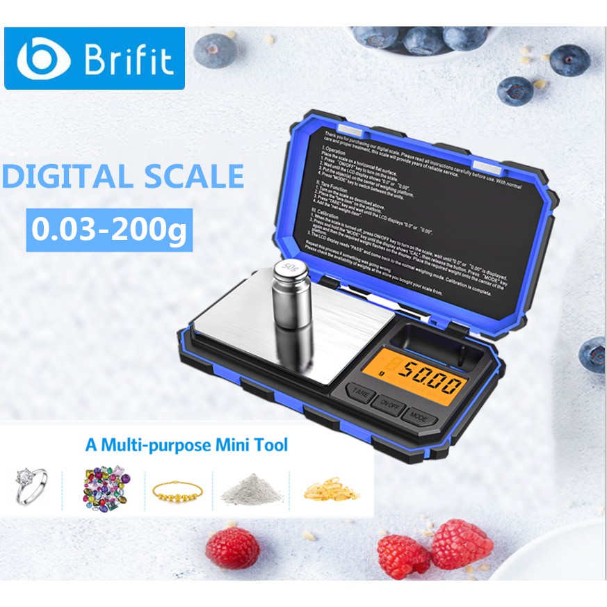 Brifit數字電子秤迷你口袋秤廚房珠寶秤(200g/0.01g)
