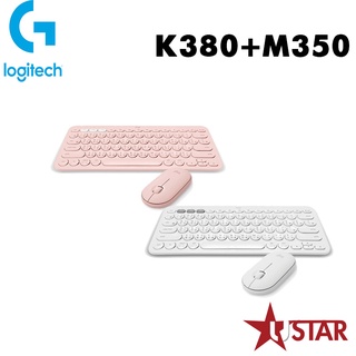 Logitech 羅技 K380+M350 藍牙鍵鼠禮盒 白/粉