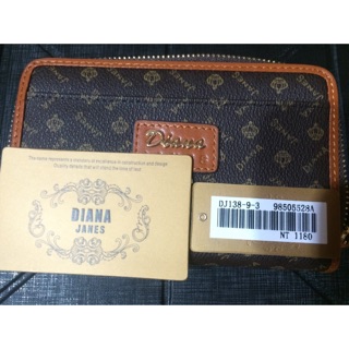 全新Diana牛皮 拉鍊皮夾皮包兩用包