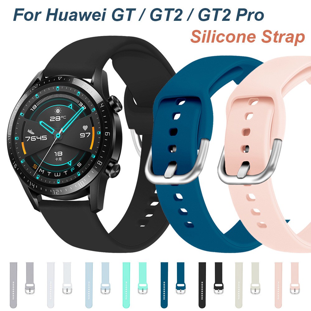 適用華為Huawei Watch GT2 矽膠錶帶 GT pro 46mm/42mm錶帶 榮耀watch 錶帶