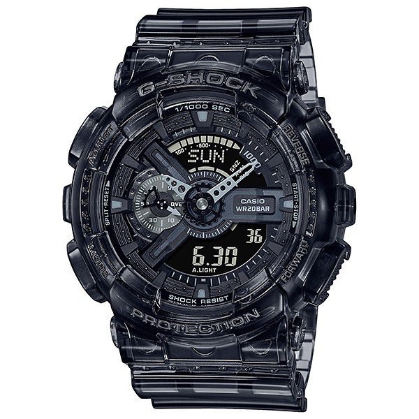 【CASIO】G-SHOCK 灰色半透色系雙顯款 GA-110SKE-8A 台灣卡西歐公司貨