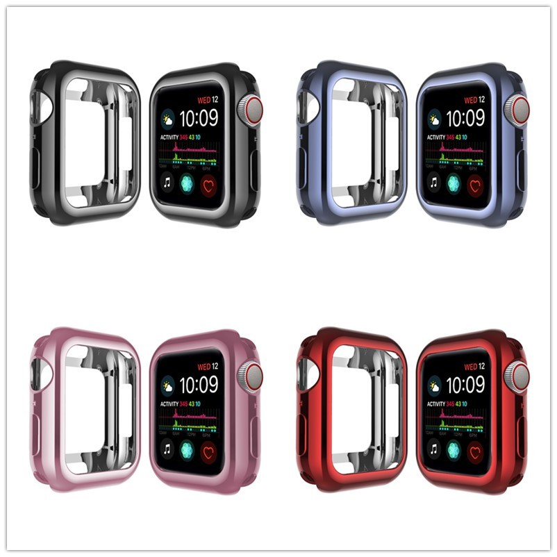 現貨 電鍍保護殼 適用Apple Watch 3 4 5 6 7 8 SE 半包軟殼 保護套 蘋果手錶殼 41/45mm