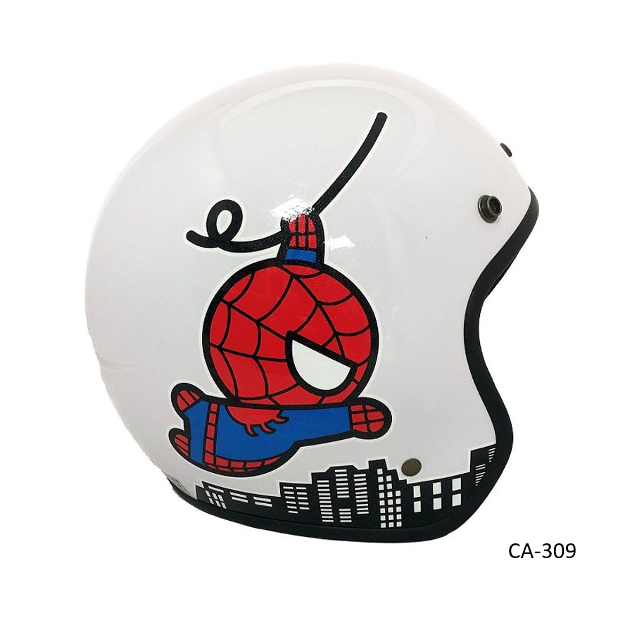 EVO 安全帽 N CA-309 復古帽 蜘蛛人 白色 半罩 半拆洗 卡通圖案 正版授權