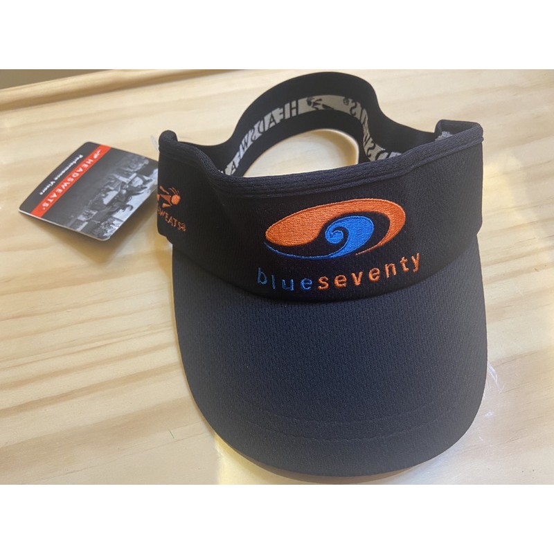Blueseventy Headsweats Visor排汗鬆緊帶中空帽 黑色慢跑 遮陽三鐵皆可用