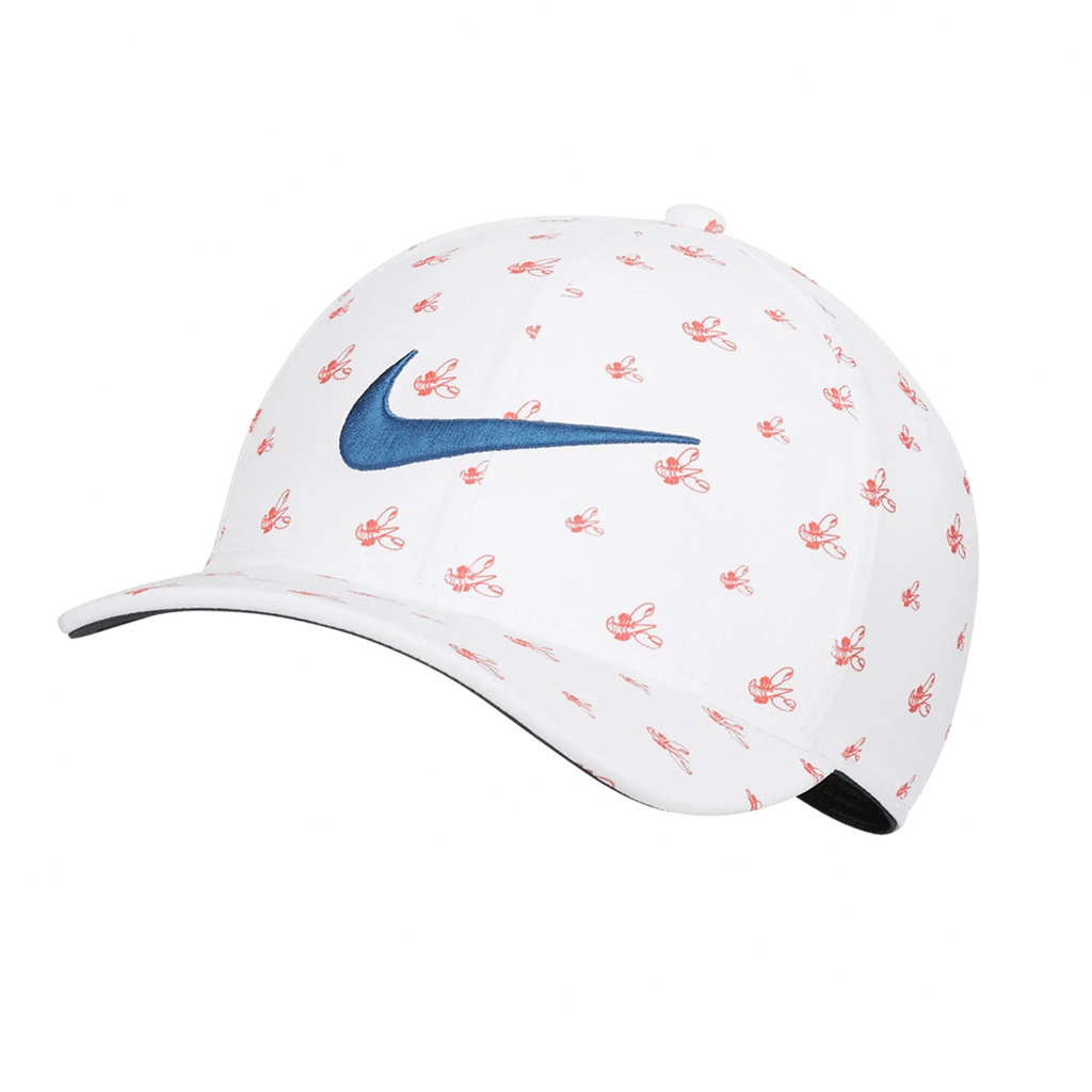 Nike 帽子 AeroBill 男女款 白 滿版 龍蝦 老帽 高爾夫球帽 棒球帽 透氣【ACS】 DH1966-100