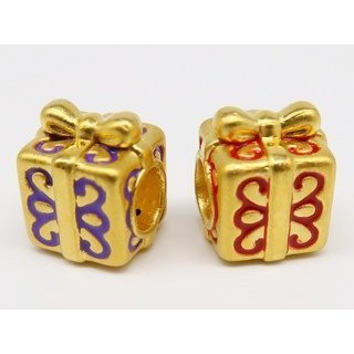 如玉坊珠寶 - 黃金9999 3D硬金 彩繪禮物串珠 黃金潘朵拉 黃金串珠 3錢港環A115901(95)