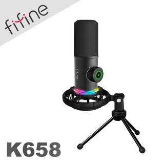 【FIFINE K658】USB心型指向動圈式RGB麥克風-心型指向/USB傳輸線/YouTuber/唱歌/錄音/直播