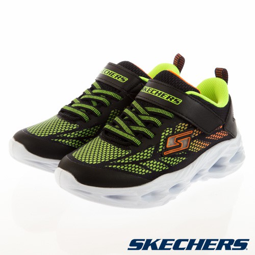 SKECHERS VORTEX-FLASH 童鞋 中童 休閒 避震 透氣 閃燈 黑 黃【運動世界】400030LBKLM