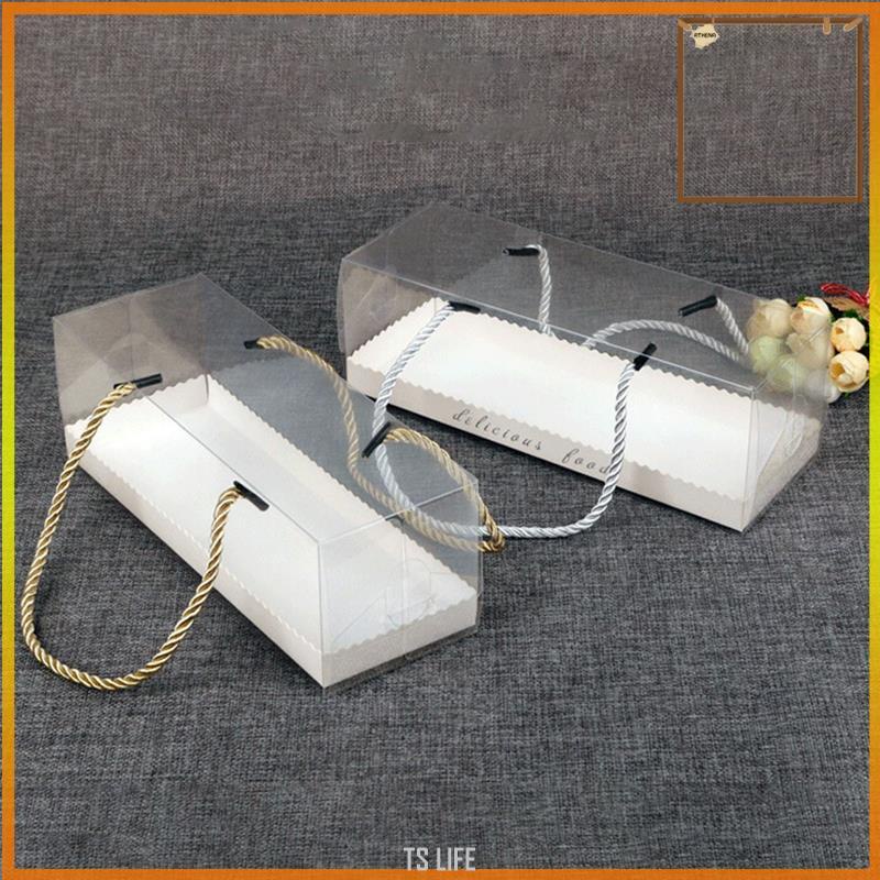 【TS】透明手提中號蛋糕卷包裝盒PET環保塑料蛋糕盒瑞士卷盒 10pcs