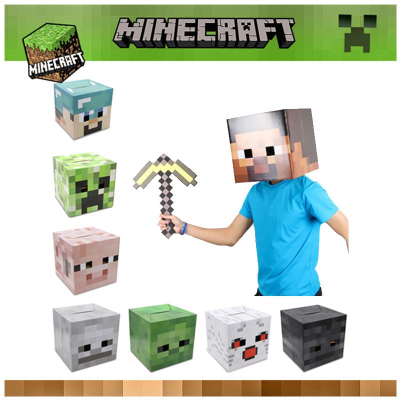 最新 Minecraft 紙板頭套盒 Steve Creeper Enderman 面具角色扮演服裝