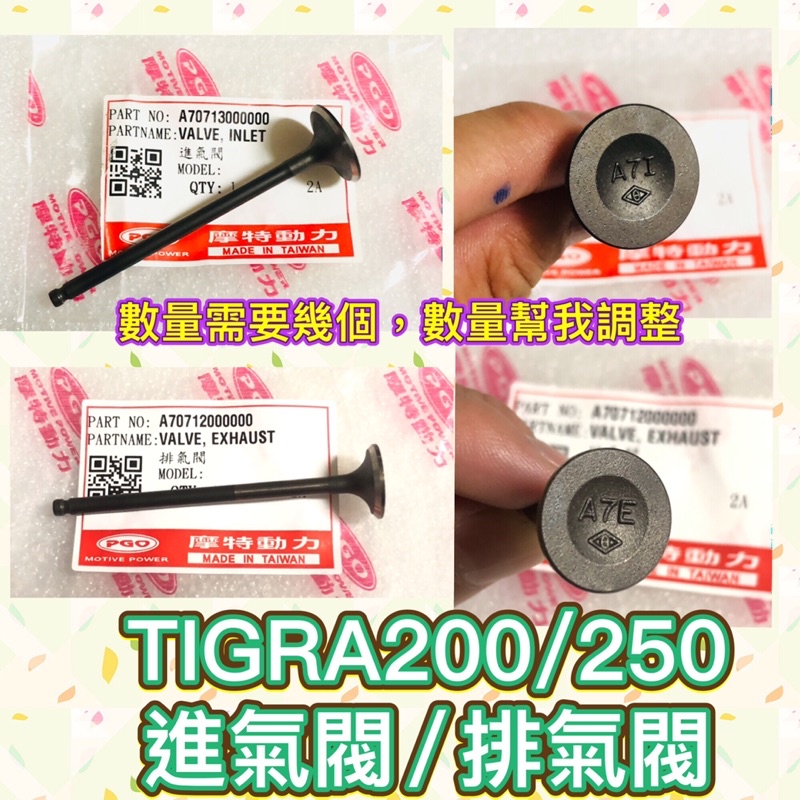 PGO摩特動力 彪虎200 彪虎250 排氣閥 進氣閥 TIGRA200 胖虎200 氣門 汽缸 進氣 排氣 彪虎 胖虎