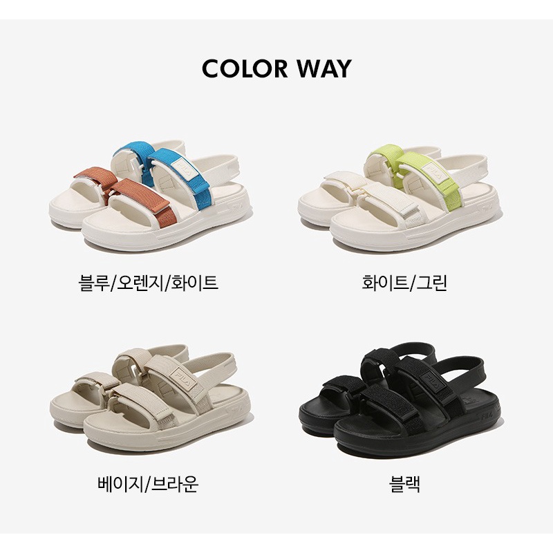 兩色 韓國 Fila Surfy Sandals 魔鬼氈 厚底涼鞋 增高 4cm 全黑 白綠 休閒 涼鞋