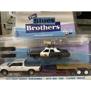 《模王》 1/64 美國綠光 模型合金車 警車拖車組