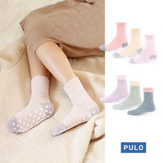PULO-拼接防滑居家保暖襪 |保暖襪 |腳底止滑膠 | 寒流必備 | 珊瑚絨襪子