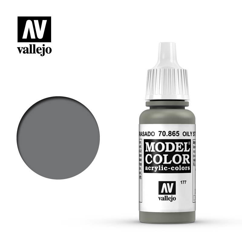 Acrylicos Vallejo Model Color 70865 - 機油鋼色（金屬色） Oily Steel